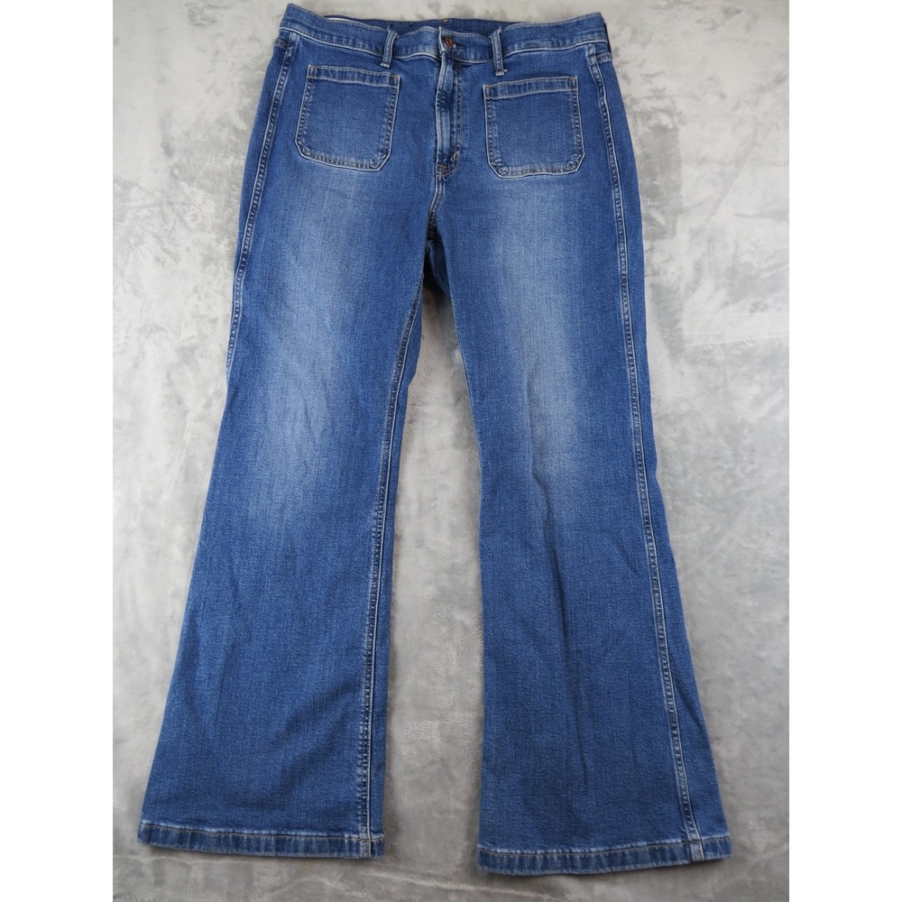 Gap Flare High Rise Jeans Women's 34/18R Medium Wash Stretch Denim